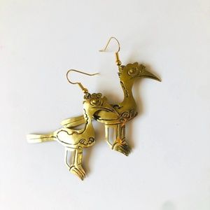 One of Kind Etched Bird Earrings